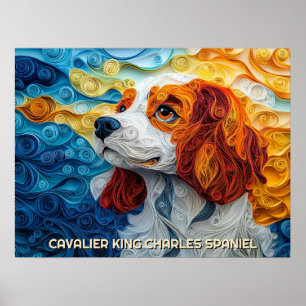 Poster Cavalier King Charles Quilling Art Dog