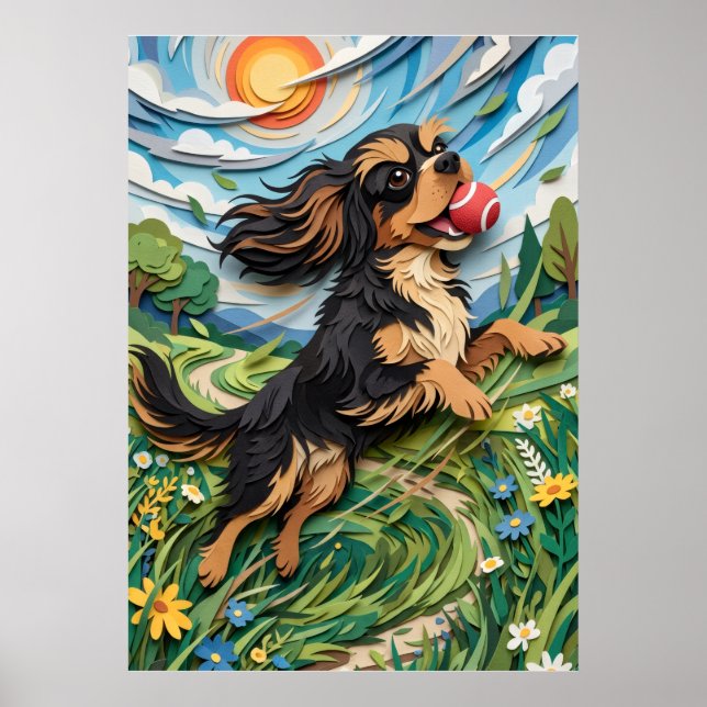 Poster Cavalier King Charles Spaniel Arte de Recorte de P (Frente)