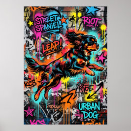 Poster Cavalier King Charles Spaniel Arte de Rua Grafite 