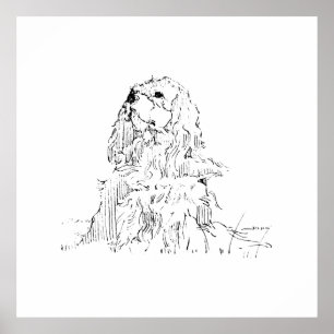 Poster Cavalier King Charles Spaniel, Arte Minimalista