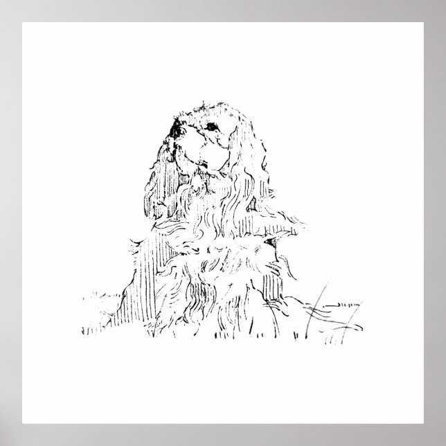 Poster Cavalier King Charles Spaniel, Arte Minimalista (Frente)