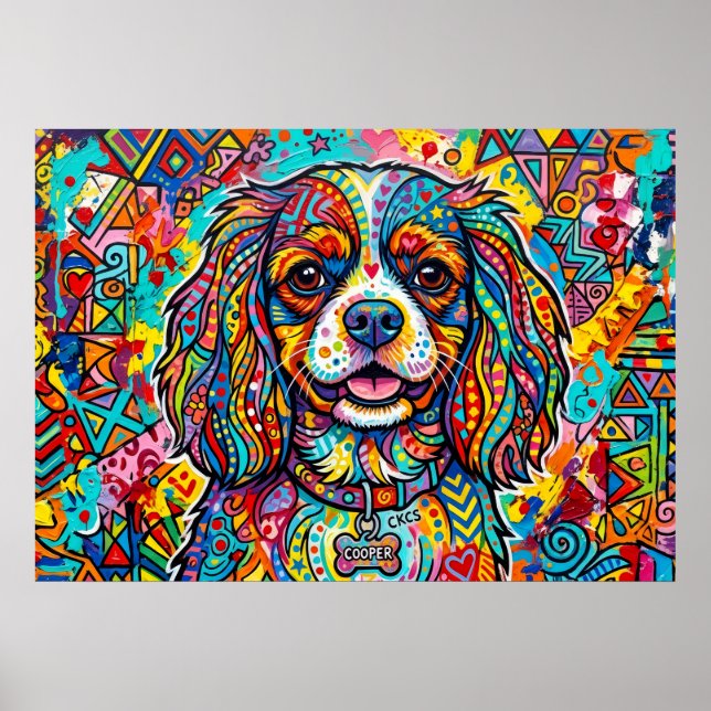 Poster Cavalier King Charles Spaniel Arte Popular Neo-Pop (Frente)