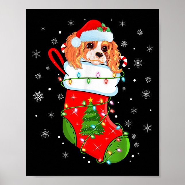 Poster Cavalier King Charles Spaniel Cachorro De Natal (Frente)