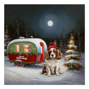 Póster Cavalier King Charles Spaniel Caravan Natal
