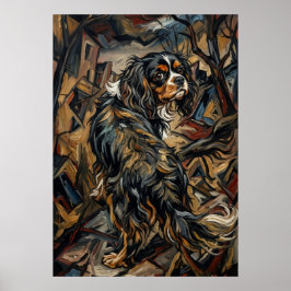 Poster Cavalier King Charles Spaniel Cubista Expressionis