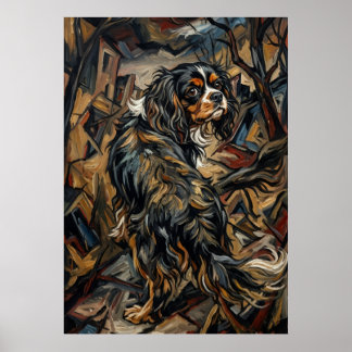 Poster Cavalier King Charles Spaniel Cubista Expressionis