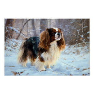 Póster Cavalier King Charles Spaniel Deixe Nevar Natal 