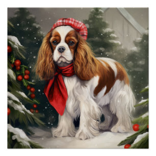Póster Cavalier King Charles Spaniel Dog Natal