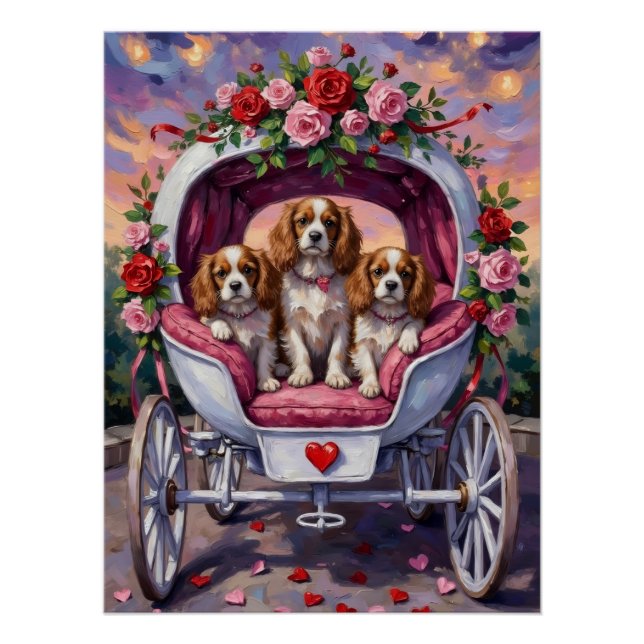 Póster Cavalier King Charles Spaniel Dog Valentine's Day (Frente)