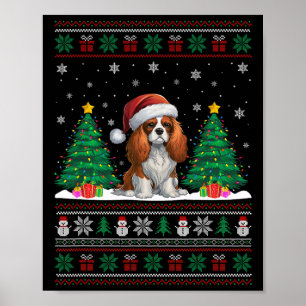 Poster Cavalier King Charles Spaniel Dog Xmas Tree Lights