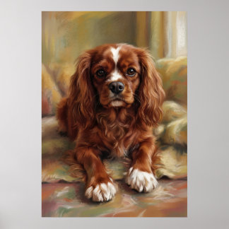 Poster Cavalier King Charles Spaniel Estilo de Pintura a