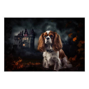 Póster Cavalier King Charles Spaniel Halloween Assustador