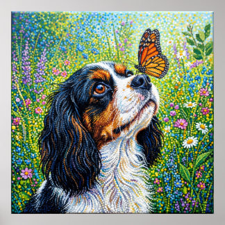 Poster Cavalier King Charles Spaniel Jardim das Borboleta