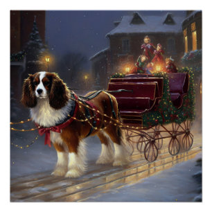 Póster Cavalier King Charles Spaniel Natal Festivo