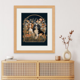 Poster Cavalier King Charles Spaniels Antique Tapeçaria