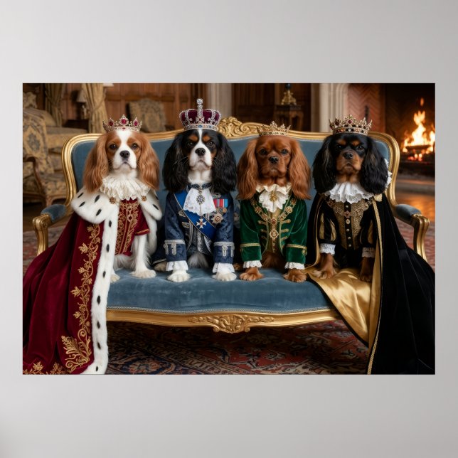 Poster Cavalier King Charles Spaniels Coroados Retrato So (Frente)