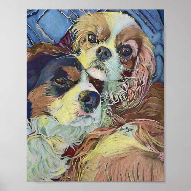 Poster Cavalier King Charles Spaniel's Cudddling (Frente)