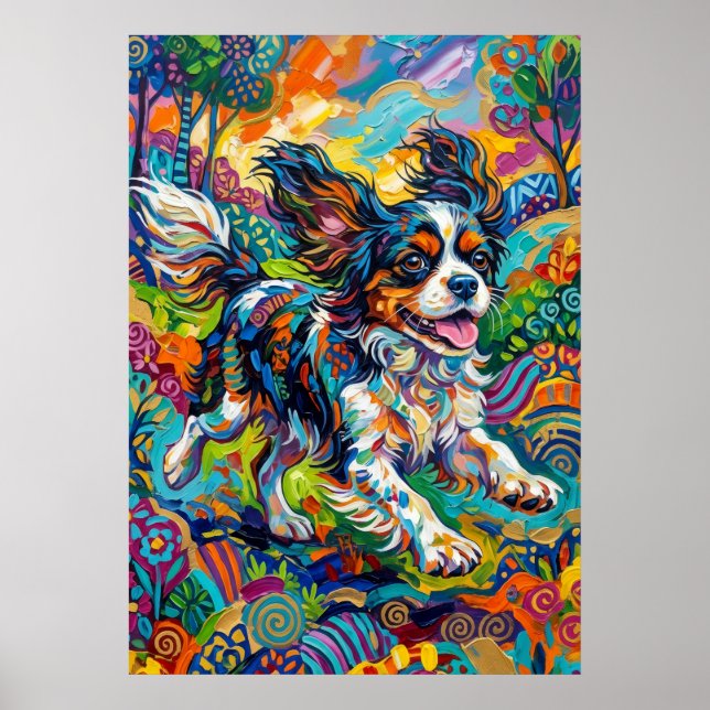 Poster Cavalier Spaniel Arte Psicodélica (Frente)