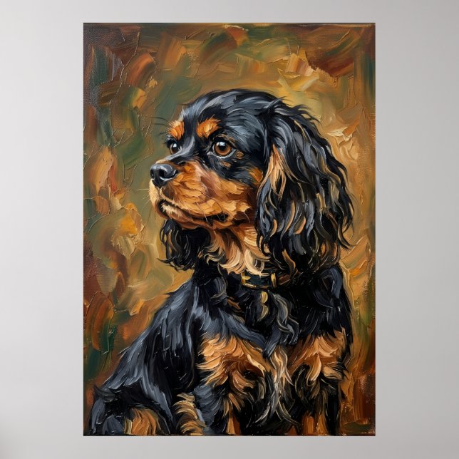 Poster Cavalier Spaniel Pincelada Impressionista (Frente)