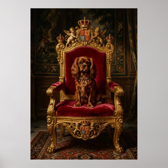 Poster Cavalier Spaniel Trono Real Coroa (Frente)