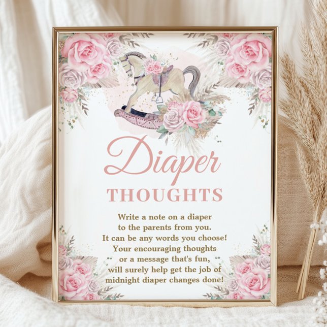 Poster Cavalinho de Balanço Floral Rosa Pampas Pensamento (Criador carregado)