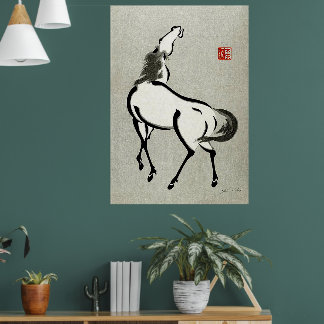 Poster Cavalo 2 Urushibara Mokuchu Vintage Arte Japonesa