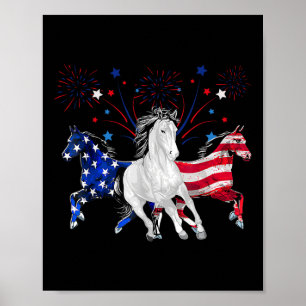 Poster Cavalo 4 de julho Bandeira Patriótica Americana