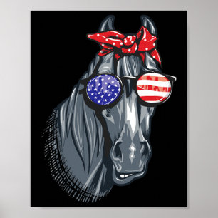 Poster Cavalo 4 De Julho Camisa Mulher Horse Americana