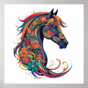 Poster Cavalo abstrato colorido