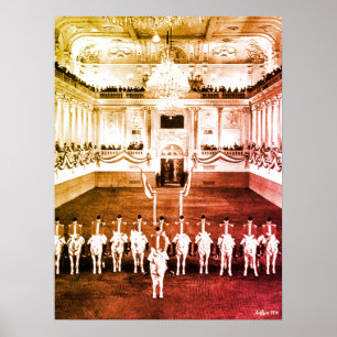Poster Cavalo Austríaco Clássico de Viena Courbette Espan