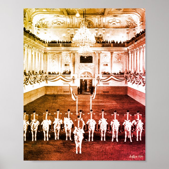 Poster Cavalo Austríaco Clássico de Viena Courbette Espan (Frente)