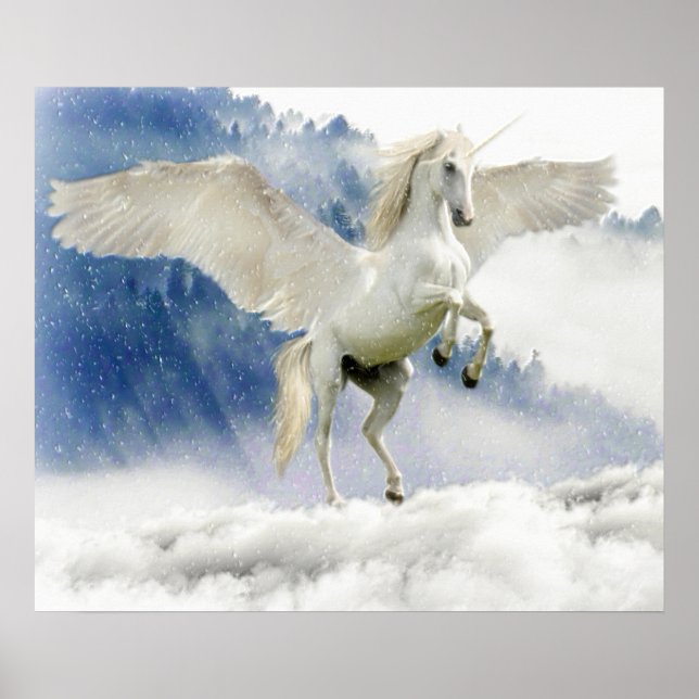 Poster Cavalo Branco com Asas (Frente)