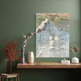 Poster Cavalo Branco Galopando Através do Rio Calendário 