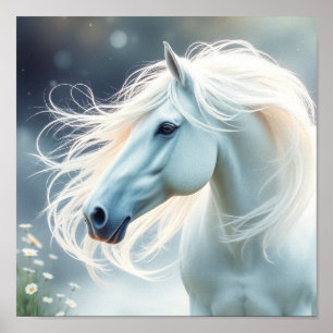 Poster Cavalo Branco Guarde ou design o seu