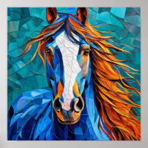 Cavalo Branco Mosaico Elegante Arte Fantasia