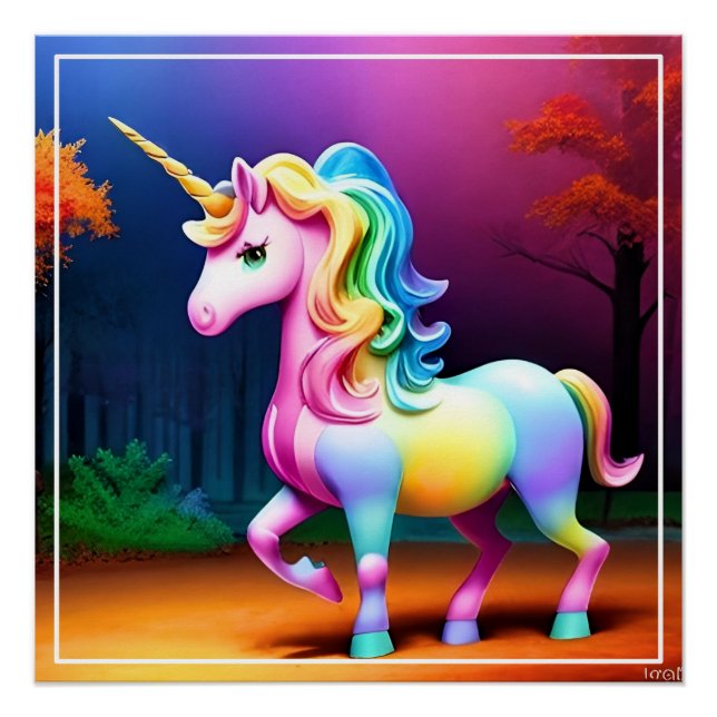 Póster Cavalo branco Unicórnio-37474 (Frente)