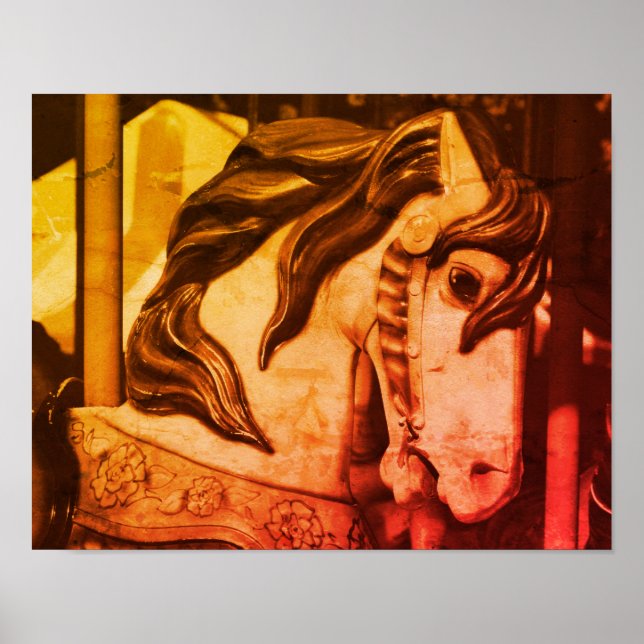 Poster Cavalo Carrossel De Corrente Silenciosa Na Sépia V (Frente)