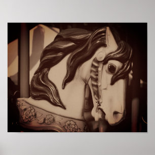 Poster Cavalo Carrossel De Corrida Silenciosa Em Sepia Br