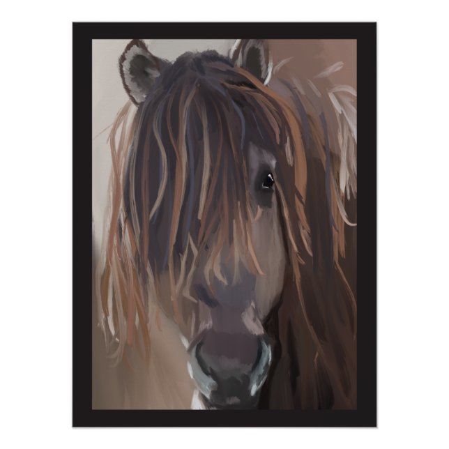 Póster Cavalo Castanho Com Pintura De Cabelo Mensal (Frente)