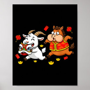 Poster Cavalo Chinês Cabra Divertido Infantil Masculino F