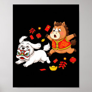 Poster Cavalo Chinês Havanês Engraçado Crianças Homens Mu