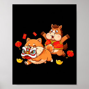 Poster Cavalo Chinês Pomerânia Crianças Homens Mulheres F