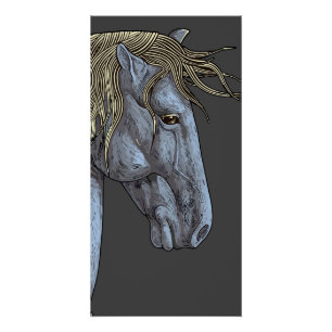 Póster Cavalo Cinza Majestoso com Crina Fluindo