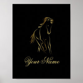 Poster Cavalo correndo a cores douradas