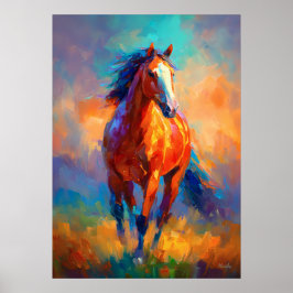 Poster Cavalo Correndo Impressionista Animal Colorido