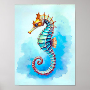 Poster Cavalo-da-água em Turquesa