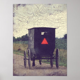 Póster Cavalo de Amish e carrinho, efeito do Crackle