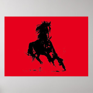Póster Cavalo de Arte Vermelha Pop