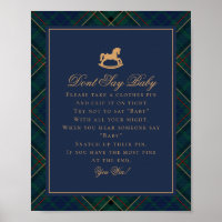 Cavalo de Balanço em Xadrez Azul Tartan Não Diga B