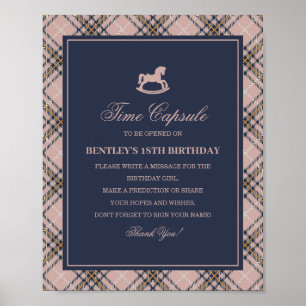 Poster Cavalo de Balanço Xadrez Tartan Rosa Cápsula do Te